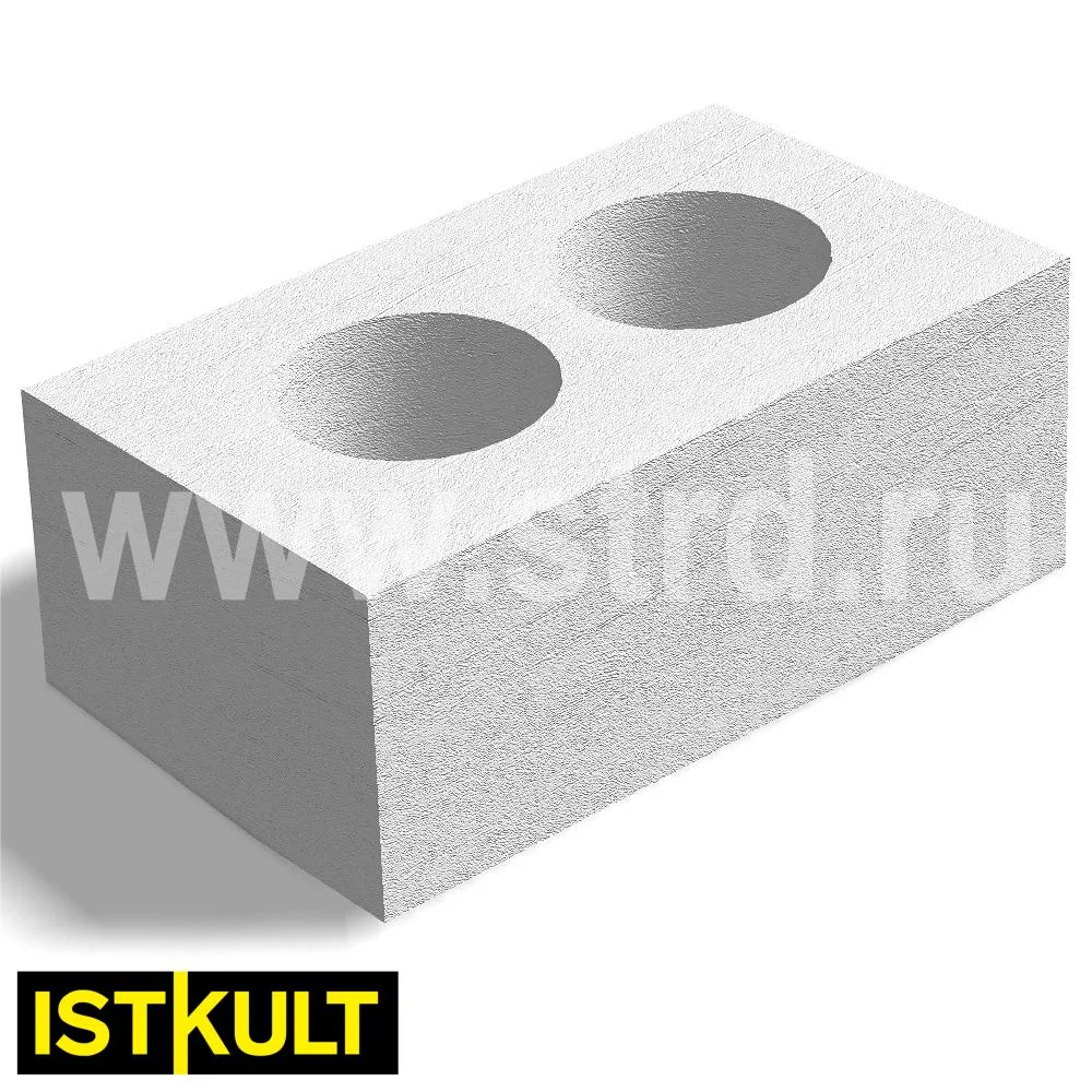 Блок газобетонный Istkult О-блок 2-пустотный 500*300*250 2d=160 D500кг/м3 В3,5