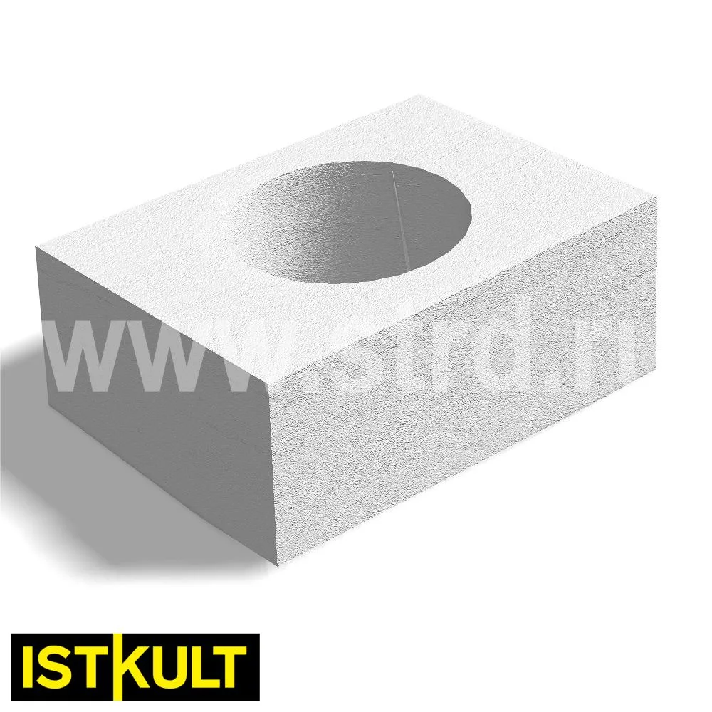 Блок газобетонный Istkult О-блок 1-пустотный 500*375*250 1d=250 D500кг/м3 В3,5